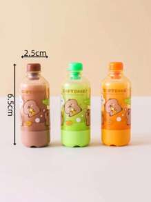 1pc/3pcs Random Colors Carpe Diem Multi-Function Juice Bottle Erasers, Candy-Colored Creative Design, Suitable For Students, Perfect Gift, School Supplies, Back To School