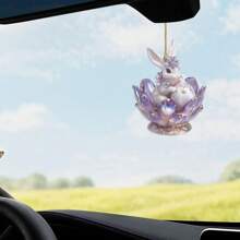 Purple Crystal Rabbit Acrylic Keychain Bag Charm Hanging Ornament, Easter Decor