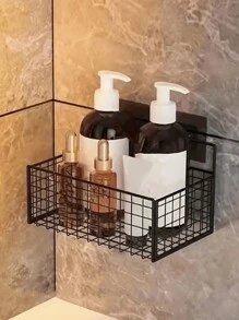 1 PC, Bathroom Shelf, No Drilling Storage Rack, Wall Mounted Basket, Iron Organizer, Shower Caddy, Kitchen Storage, Strong Load-Bearing, Space Saving, Drain And Moisture-Proof, Easy To Clean, Minimalist Style, Stylish And Beautiful, Suitable For Single Apartments, Rental Houses, Student Dormitories, Housewarming Gift, Practical Home, Organization Essential