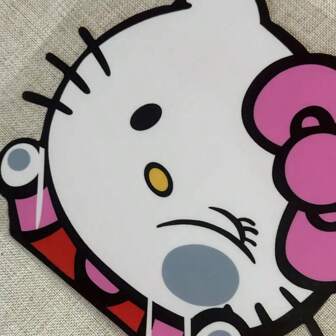  1pc Hello Kitty By Sanrio Car Decal Sticker - PVC Cartoon Cat Glass And Body Sticker