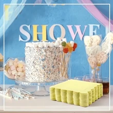 20pcs 16*16cm Yellow, Dusty Rose, Blue Semicircle Ruffle Trimd Cocktail Napkins, Disposable Paper Napkins Suitable For Daily Use, Lunch, Dinner, Gathering, Wedding, Birthday, Party And Other Occasions