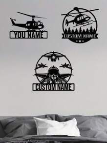 One Custom-Designed Metal Wall Hanging Featuring Airplanes, Helicopters, Fighter Jets, Pilots, And Aviation Themes - Customizable With Name, Date, And Text - Airplane Silhouettes And Cityscapes, Badges And Military Aircraft Gifts, Perfect For Birthdays And Graduations. - Multicolor - View 8
