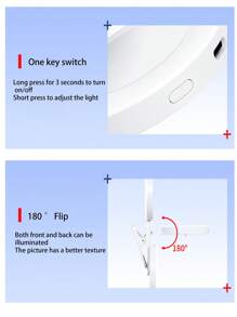 Live Streaming & Selfie Lighting Kit, Rear Selfie Mirror & Clip-On Lighting, Optimize Shooting Lighting, Mini Portable Enhance Live Streaming & Selfie Image Quality - Multicolor - View 6