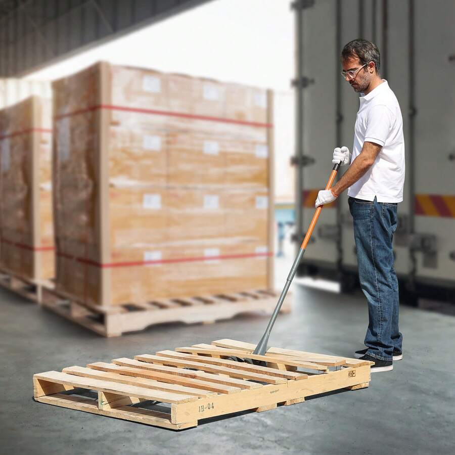 Pallet Buster, Q235 Carbon Steel, Heavy Duty Deck Wrecker Demolition Wood Pallet Tool Breaker Pry Bar Puller For Efficient And Effortless Board Removal, Demolition Tool, Carbon Steel Handle Wrecking Pry Bar, Heavy Duty Deck Board Removal Tool With Wheels, Multipurpose Demo Tools With Non-Slip Grip For Flooring, Framing, Roofing, Trim, Drywall - 50'' Handle, 2000 Lbs Weight Capacity - View 1