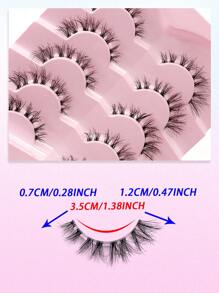 5对ENCHUW仿貂毛假睫毛，透明梗，蓬松自然，轻盈短款，隐形3D假睫毛套装 - 黑色 - 查看 2