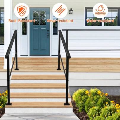 CuisinSmart Metal Handrails For Outside,Steps Handrails For Stairs Fits 1-5 Step,Stair Rails For Seniors-Height Adjustable