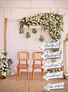 10pcs Wedding Directional Road Sign Party Decorations, Wedding Paper Signs For Wedding Theme Party Supplies, Waterproof Large Wedding Sign With Stakes, Wedding Direction Signpost Wedding Direction Arrow Courtyard Sign, Wedding Party Room Wall Background Decoration, Wedding Sign Cutouts, Wedding Season Party Supplies