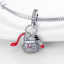 925 Sterling Silver Women's Jewelry Lipstick Perfume High Heels Imitation Series Charms Dress And Flower Charms Red High Heels Charms Suitable For Women's Bracelets DIY Jewelry Making And Daily Clothing Matching Jewelry Decoration Suitable For Girls