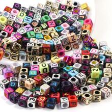 100pcs/Pack Acrylic Square & Flatround Letter Loose Beads, Fashion Cute Colorful Plated, Neon Colors, Multi-Choice For DIY Bracelets, Necklaces, Jewelry, Phone Charms, Keychains Making, Wholesale Beads