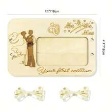 1pc Custom Room Decor, 1 Handmade Wooden Money Clip Engraved With "Your First Million", Creative Wedding Gift, Groom And Bride Design, Romantic Bridal Shower Gift, Unique Marriage Memento - Khaki - View 7