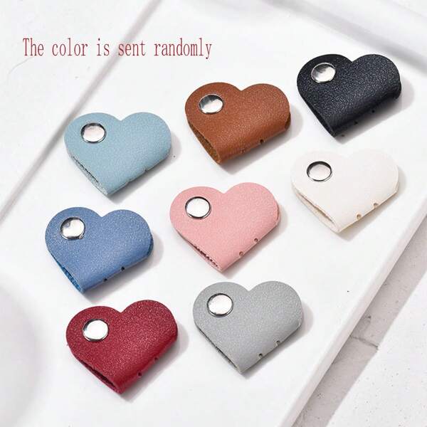 1pc Heart-Shaped Leather Cable Winder, Earbud Cord Organizer