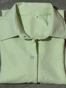 Short Sleeve Shirt In Dune Fabric - 水綠色 - 查看 1