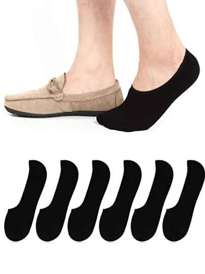 5/6 pares de meias masculinas estilo náutico, meias invisíveis, meias casuais de silicone, antiderrapantes, respiráveis e confortáveis, adequadas para todas as estações