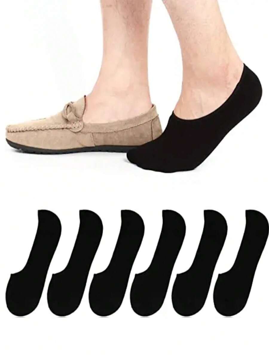 5/6 Pairs Of Men's Boat Socks, No Show Socks No Display Socks Casual Silicone Non-Slip Breathable Comfortable Socks, Suitable For All Seasons - Multicolor - View 1
