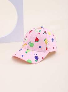 1pc Kids Cartoon Fruit Printed Baseball Cap, Spring/Summer Sun Protection Hat For Girls And Boys, Suitable As Holiday Gift, Outdoor Use