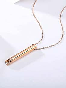 1pc Stainless Steel Breathe Adjustable Necklace Pendant, Unique Stress Relief Gift For Him/Her