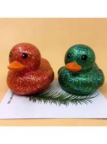 1pc/5pcs Rubber Duck, Light Up Duck, Quacking Duck - Tassels, Glitter, Sparkly Party Decor Duck - Suitable For Home Office Decoration, Bicycle Accessories, Car, Decoration, Party Favors And Gifts