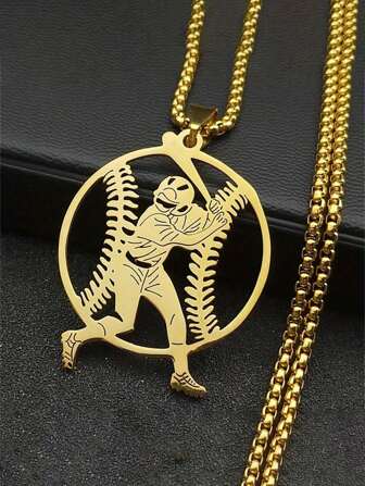 قلادة سلسلة رياضة الكرة من الفولاذ المقاوم للصدأ باللون الفضي/الذهبي لاعب البيسبول والراجبي للرجال والنساء، اكسسوارات موضة هدايا للأزواج