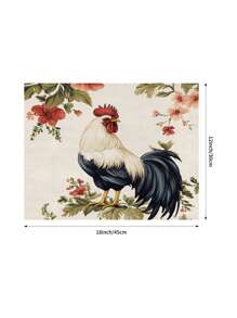 1pc Modern Farmhouse Rooster Print Table Runner, Chicken Pattern Table Runner For Home Decor, Kitchen, Party, Indoor & Outdoor Decoration