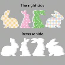 4 件/套复活节兔子装饰摆件，园艺风格动物摆件，人字形板 PVC 材质，站立兔子，适用于各种房间装饰，无需电力，适合复活节假期装饰。