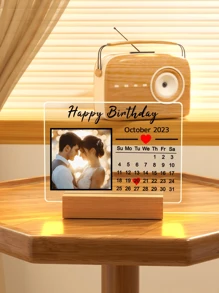 1pc Custom Night Light With Your Text Or Photo Warm Colors Night Light Acrylic Lamp Unique Personalized Gifts For Couple, Ideal For Anniversary Gift, Valentine Gift, Birthday Gift, Wedding Gift, Mother's Day Gift, Father's Day Gift, Best Friend Gift, Gift For Mom/ Dad/ Her/ Him/ Girlfriend/ Boyfriend/ Wife/ Husband/ Friend - Large Rectangular Inverted-1p Square Calendar - View 6