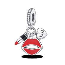 925 Sterling Silver Women's Jewelry Lipstick Perfume High Heels Imitation Series Charms Dress And Flower Charms Red High Heels Charms Suitable For Women's Bracelets DIY Jewelry Making And Daily Clothing Matching Jewelry Decoration Suitable For Girls
