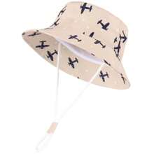 飞机图案男童遮阳帽女童渔夫帽儿童夏季遮阳帽 - 飛機五角星盆帽 - 查看 5