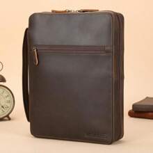 Polare Full Grain Cowhide Leather Bible Cover Bag Bible Protective Book Holder Carrying Case Folder Organizer Portfolio (Dark Brown With Shoulder Strap)