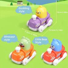 惯性卡通火车队玩具套装玩具卡车汽车，适合1-3岁男孩，婴儿车玩具6-12-18个月，1-2岁汽车玩具，适合1岁男孩和女孩的圣诞节和生日礼物 - 彩色 - 查看 3