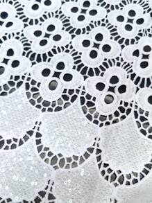 5 Yards Pure White Cord Lace Fabric With Sequins Dry Laces Milk Silk Fabrics Mali Women Wedding Bride Sewing Material