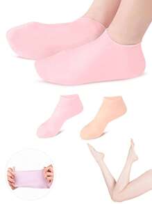 1 paire de chaussettes/manchettes pour les pieds en silicone hydratantes, protection des talons gercés, adoucissant les pieds calleux, convient pour la plage