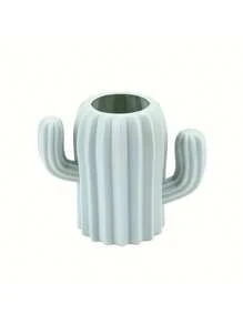 1 pièce Boîte de rangement de bureau en forme de cactus - Faite de résine ABS, support pour stylos et crayons, conteneur de fournitures de bureau mode bleu ou rose, idéal pour les fournitures d'art, organiseur de stylo de bureau mignon, rentrée scolaire, fournitures scolaires, étui à crayons, trousse à crayons, sac d'école