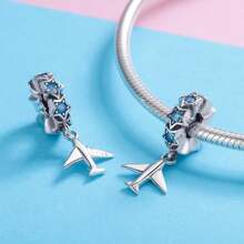 1 pièce Pendentif avion en argent sterling 925, convient pour bracelet chaîne serpent DIY, élégant bijou de perles - Argent - Voir 7