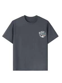 Camiseta de manga corta con cuello redondo y estampado gráfico divertido informal para niño preadolescente, top de verano