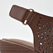 Women's Leather Wedge Sneaker Platform 6cm Brown Color - Brown - View 2