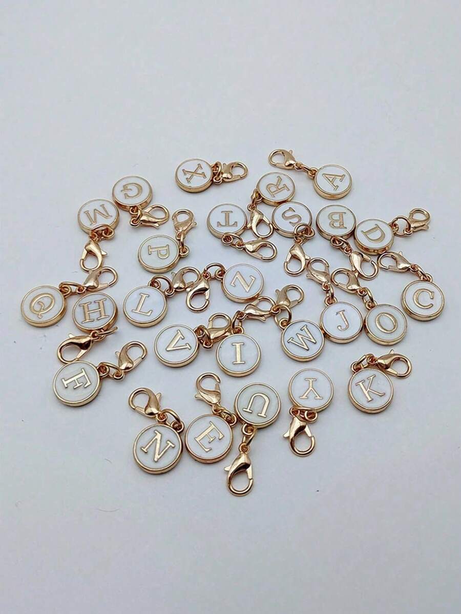 White Round A-Z Letter Keychain, Suitable For Bag Pendants, Backpacks, Car Pendants, Earphone Pendants, And Daily Necessities For Women'S Christmas Gifts. A Gift For My Girlfriend, A Mother'S Day Gift - Multicolor - View 1