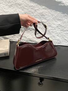 Bolsa tiracolo feminina de Pu brilhante nas axilas, bolsa de mão fashion com design assimétrico de queijo