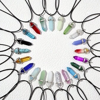 1/5/10/20 Piezas Collares de mujer con colgante de piedras naturales, joyería de cristales de corazón, gemas de chakra, cordón, regalos de joyería, artículos de fiesta de vacaciones