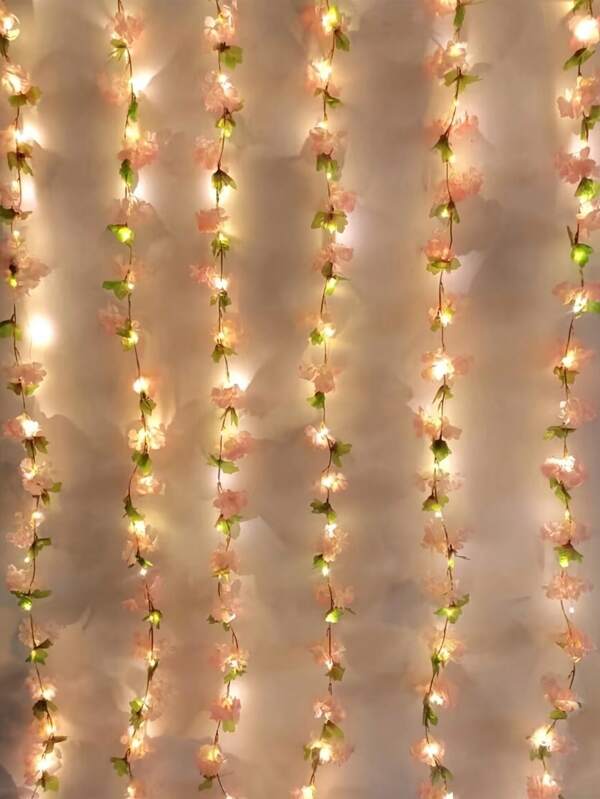 1pc Artificial Cherry Blossom Vine String Lights, 3 Meters LED Lights With Hanging Artificial Flowers, Suitable For Home, Bedroom, Garden, Indoor And Outdoor, Wedding, Birthday, Home Decor, Office Decor, Party Decor
