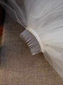 1pc White Multi-Layer Bridal Hair Comb Veil, Wedding Hair Accessory For Photography And Ceremony Fall Clothes For Women Valentine's Day Accessories - White - View 8