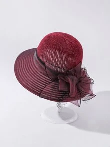 1pc Outdoors Casual UV Protection Sun Hat, Spring/Summer, Women's Large Floral Chiffon Sun Protection Hat, Matching Unisex Bucket Hat Y2K Style