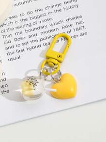 1pc Multi-Color Keychain, Acrylic Heart-Shaped Glow-In-The-Dark Bicolor Coffee Cup Bag Car Decor Pendant