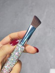 1 Pc Multi-Function Makeup Brush - Premium Crystal Triangle Highlighter Brush For Brightening Tear Troughs, Face Contour, Nose Shading, Concealing, Delicate & Portable, Soft Bristles