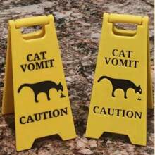 1 pieza de señal divertida de gato vomitando, señal de advertencia de vómito de gato, señales de advertencia de vómito divertidas, regalos de broma lindos, decoración de escritorio novedosa impresa en 3D adecuada para el hogar, el exterior, la oficina y el aula, el mejor regalo para familiares y amigos
