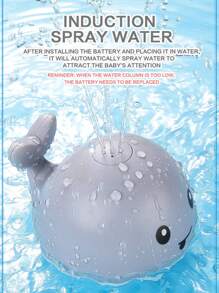 1 pièce Jouet d'eau de bain d'été en forme de baleine avec capteur, jouet d'eau de bain pour bébé avec lumière, jouet flottant omnidirectionnel pour baignoire, cadeau d'anniversaire, jouet d'eau pulvérisateur de bain pour enfants