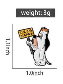 1pc I'm SO HAPPY White Puppy Brooch Cartoon Cute Brooch Collar Badge Jewelry Gift For Friends Suitable For Daily Party Wear - Multicolor - View 2