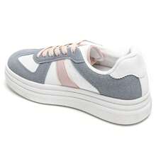 Fashionable Versatile Color Block Platform Casual Sneakers - Blue - View 3