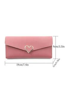 1pc Fashion Plain Heart Shaped Wallet Women's Simple Long Design With Multiple Card Slots Suitable For Daily Commute Wallet Purse Wallet Long Wallet For Women Mini Wallet