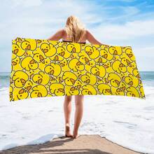Telo da spiaggia in microfibra con disegno anatra di gomma, anatra gialla carina e assorbente, asciuga rapidamente, anti-sabbia, adatto per il nuoto, extra large