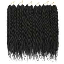 6 Packs Crochet Twisted Braids 14/18 Inch Havana Twisted Crochet Braids Jumbo Senegalese Crochet Braids Pre-Looped Knotless Crochet Braids For Women, Halloween - Black - View 5